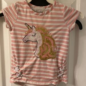 Unicorn Sparkly Short Sleeve Top girls size 4